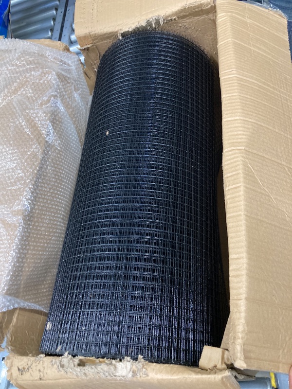 Photo 2 of Black Hardware Cloth, 48" x 100' & 1"x1" Mesh Size Welded Wire Mesh, 15 Gauge Vinyl Coated Chicken Wire Fence,for Garden Fence& Poultry Cage 15 Gauge 1inch 48inx100ft