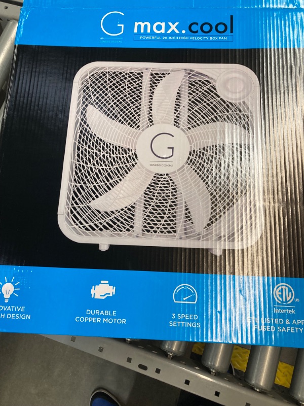 Photo 2 of Genesis 20" Box Fan, 3 Settings, Max Cooling Technology, Carry Handle, White (G20BOX-WHT)