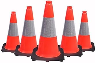 Photo 1 of (5 Cones) BESEA 18" inch Orange PVC Safety Traffic Cone Black Base Construction Road Parking Cones with 6" Reflective Collars 02_18"(5 Cones)