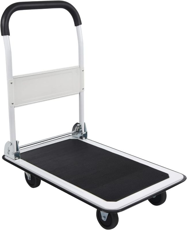 Photo 2 of LEADALLWAY Foldable Push Cart Platform Cart 330lbs Capacity 4 Wheels 28.7x18.5x32.3inches White