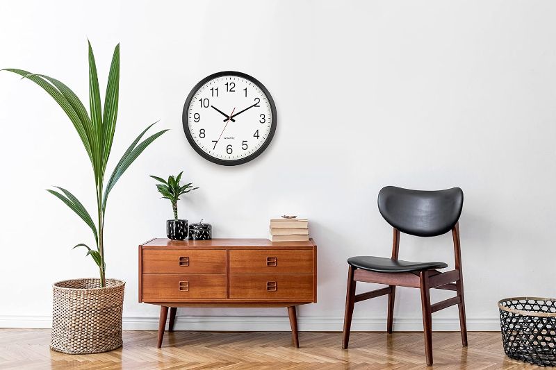 Photo 1 of Bernhard Products Black Wall Clock Silent Non Ticking - XL 18 Inch Quality Quartz Battery Operated Round Easy to Read Home/Office/Classroom/School Clock Black 18 Inch
