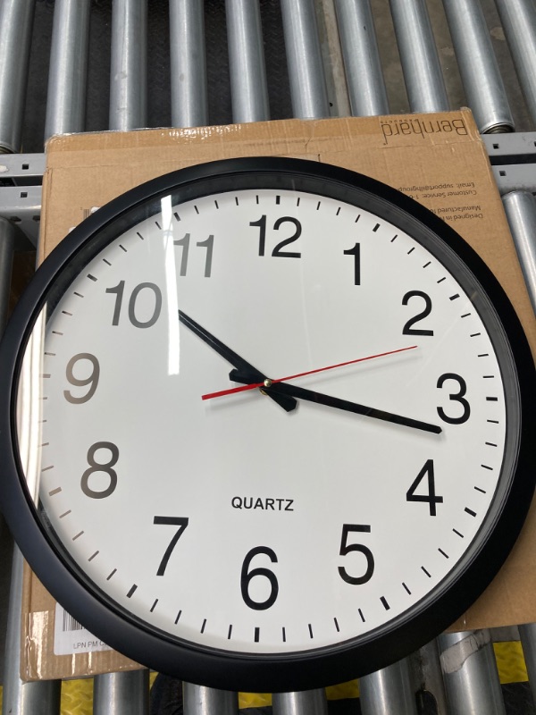 Photo 1 of Bernhard Products Black Wall Clock Silent Non Ticking - XL 18 Inch Quality Quartz Battery Operated Round Easy to Read Home/Office/Classroom/School Clock Black 18 Inch