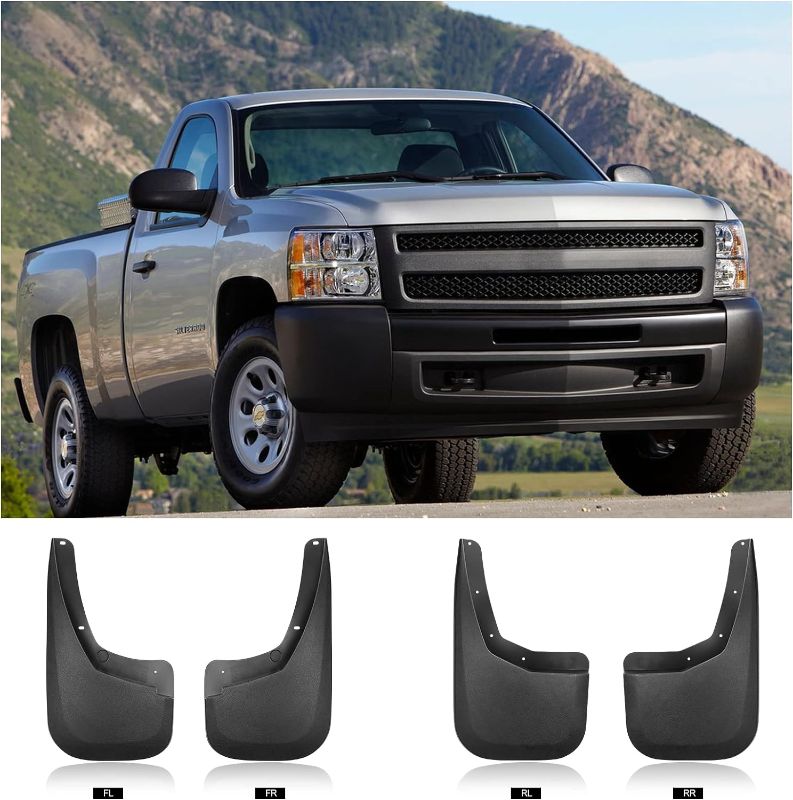 Photo 1 of BDFHYK Mud Flaps Splash Guards Mudguards Mudflaps Compatible for 2007-2013 Chevy Silverado 1500 2500HD 3500 3500HD Without Fender Flares,4PCS Front & Rear Side Chevy Silverado 2007-2013