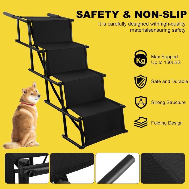 Photo 1 of Foldable Dog Stairs for Car and SUV,Dog Car Ramp,Non-Slip Surface, 4 Steps - Ideal for Large & Small Dogs - Portable and Convenient