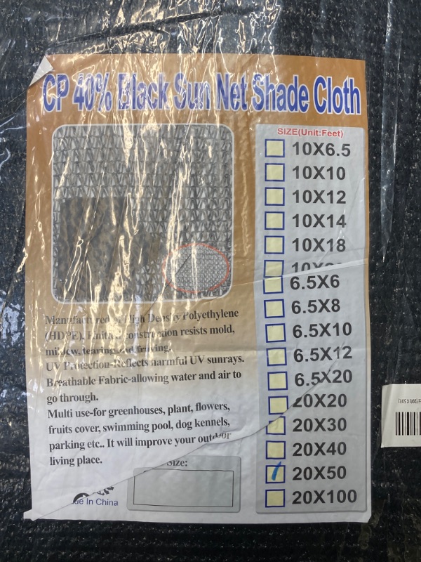 Photo 3 of 40% Black Sun Net Sun Mesh Shade Sunblock Shade Cloth UV Resistant Net for Garden Flower Plant for Greenhouse
20ft X 50ft