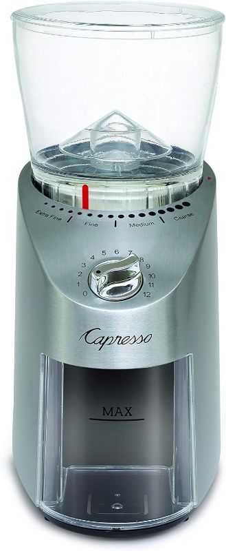 Photo 1 of Capresso Infinity Plus Stainless Steel Conical  Burr Grinder, White
