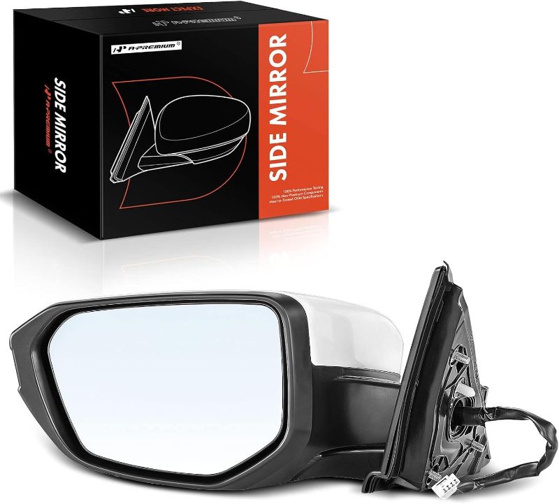 Photo 1 of A-Premium Driver Side Power Door Mirror - Non-Heated, Manual Folding, White Outside Rear View Mirror