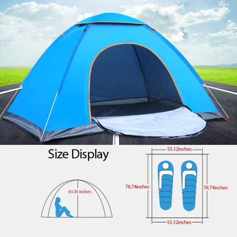 Photo 1 of 2 Person Instant Pop Up Lightweight Camping Tent, Outdoor Easy Set Up Automatic Family Travel Tent,Portable Backpacking Ultralight Waterproof Windproof Anti-UV Sun Shelter Tent