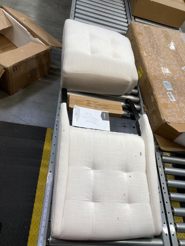 Photo 3 of ***READ NOTES, DAMAGED*** Amazon Basics Modern Tufted Accent Chair with Solid Wood Legs, White White Chair