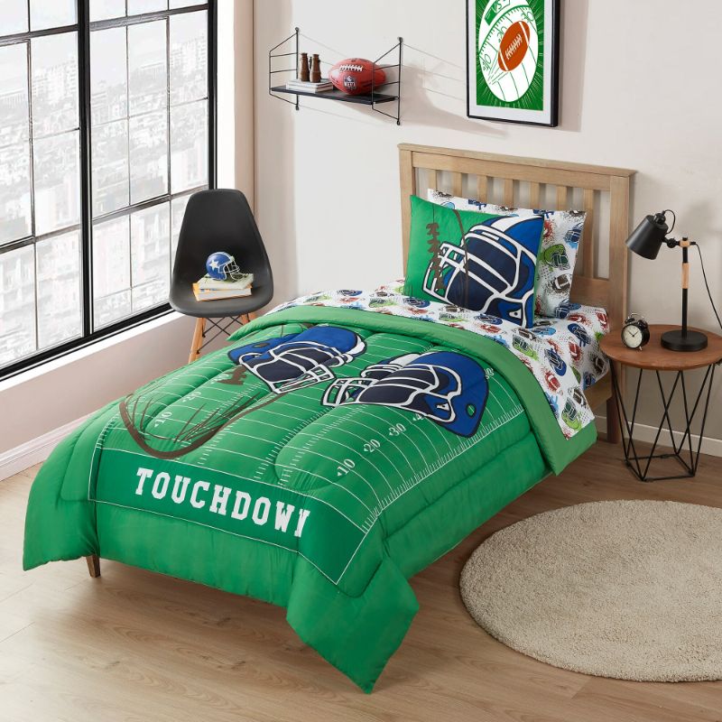 Photo 1 of Kids Football Bed in a Bag Comforter, Sham & Sheet Set
