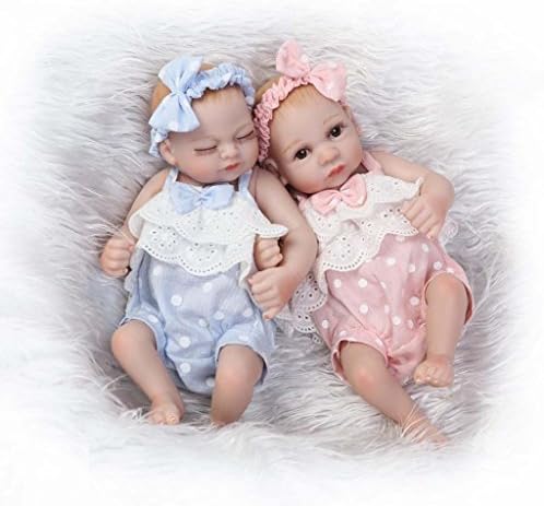 Photo 1 of TERABITHIA Mini 10" Realistic Reborn Baby Girls Dolls Silicone Full Body Newborn Twins Washable
