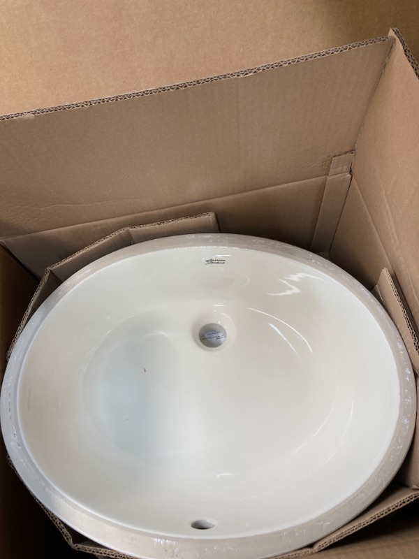 Photo 2 of American Standard 496221.222 Ovalyn Ceramic Undermount Oval Bathroom sink, 19.6" L x 17.6" W x 9" H, Linen