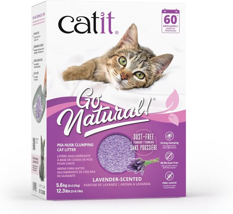 Photo 1 of Catit Go Natural Pea Husk Clumping Cat Litter 12.3 lbs, Lavender