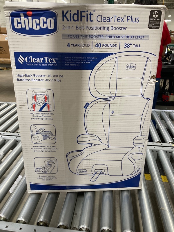 Photo 4 of Chicco KidFit ClearTex Plus 2-in-1 Belt-Positioning Booster Car Seat, Backless and High Back Booster Seat, for Children Aged 4 Years and up and 40-100 lbs. | Reef/Navy KidFit Plus with ClearTex® No Chemicals Reef