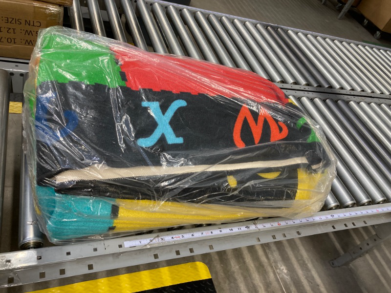 Photo 1 of HUAHOO Large Classroom Rug Learning Carpet Educational Area Rug for Kids Room or Childrens Classroom Carpet, Playroom or Home Learning, 8'2" x 12'3", Rainbow Squares 8'2" x 12'3" Rainbow Squares