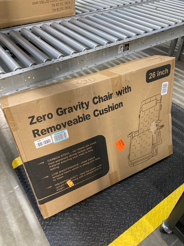 Photo 3 of Suteck Zero Gravity Chair, 26In L Reclining Lounge Chair w/Removable Cushion & Headrest, Upgraded Aluminum Alloy Lock, Cup Holder and Footrest Patio Reclining Chair for Indoor Outdoor, 500lbs,Blue L-26in-blue&grey
