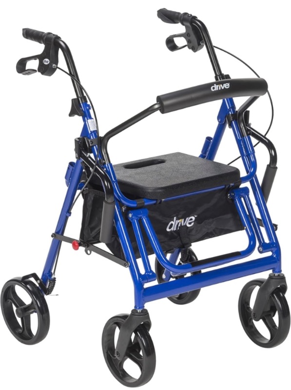 Photo 1 of Drive Medical 795B Duet Folding Transport Wheelchair and Rollator Walker, Blue