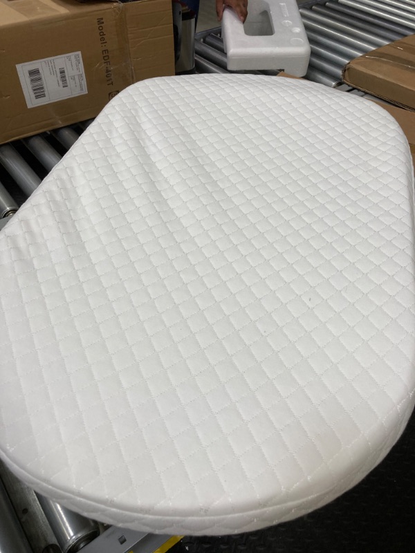 Photo 2 of Baby Bassinet Mattress, Breathable, Hypoallergenic, Premium Foam, Non-Toxic, Oval Shaped with Removal Wa32terproof Cover,15" x 30" x 2'', White