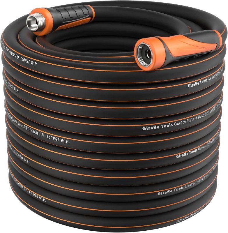 Photo 1 of Giraffe Tools Garden Hose 100ft x 5/8", Water Hose Heavy Duty, Flexible, Lightweight Hybrid Hose with Swivel Handle, Male to Female Fittings, Burst 600 PSI