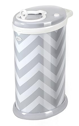 Photo 1 of Ubbi Steel Odor Locking, No Special Bag Required Money Saving, Awards-Winning, Modern Design, Registry Must-Have Diaper Pail, Gray Chevron