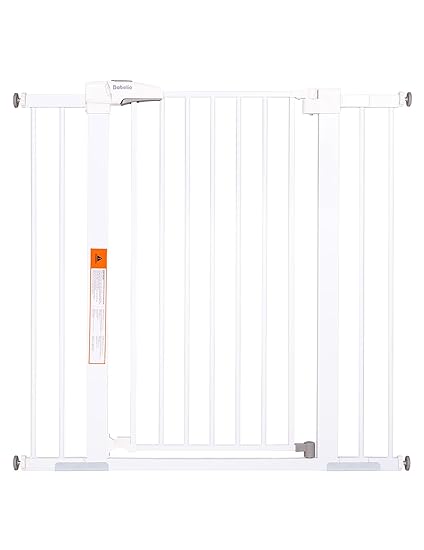 Photo 1 of BABELIO 36" Extra Tall Dog Gate, 26''-40'' Wide Auto Close Baby Gate, Pressure Mounted Metal Pet Gate, Easy Install No Drilling, No Tools Required, with Wall Protectors and Extenders (White)