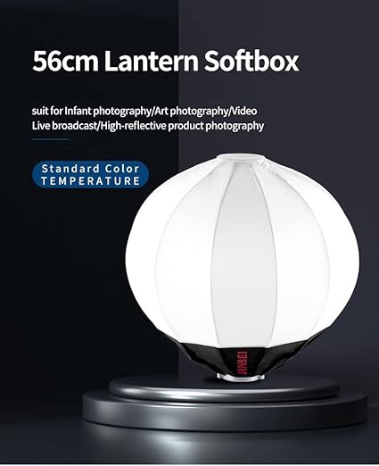 Photo 1 of 22inch/56cm Lantern Softbox Bowens Mount softbox One Step Quick Release Soft Light Modifier for JINBEI Video Light Compatible with Other Bowens Mount Video Light Portable