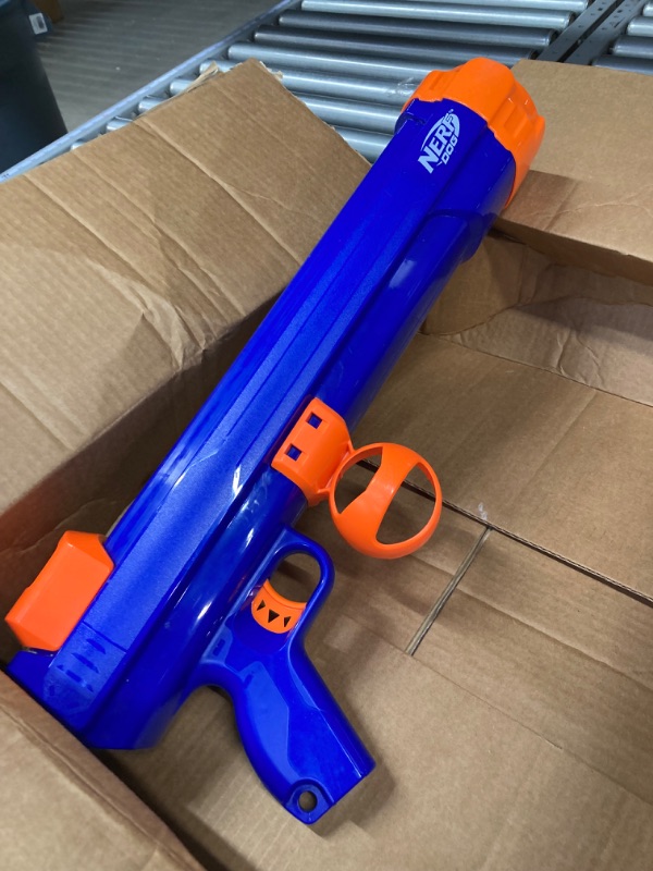 Photo 3 of ***MISSING BALL*** Nerf Dog Tennis Ball Blaster Dog Toy Blue/Orange, 16 Inch Compact Blaster 