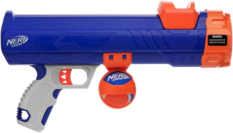 Photo 1 of Nerf Dog Tennis Ball Blaster Dog Toy Blue/Orange, 16 Inch Compact Blaster with 1 Ball