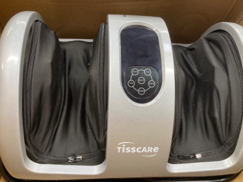 Photo 2 of TISSCARE Shiatsu Massage Foot Massager Machine - Improves Blood Flow Circulation, Deep Kneading & Tissue with Heat /Remote, Neuropathy, Plantar Fasciitis, Diabetics, Pain Relief Silver Gray