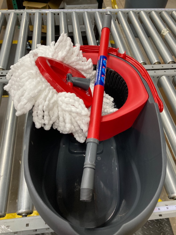 Photo 2 of O-Cedar EasyWring Microfiber Spin Mop, Bucket Floor Cleaning System, Red, Gray