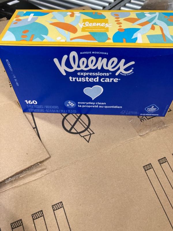 Photo 2 of Kleenex Expressions Trusted Care Facial Tissues, 18 Flat Boxes, 160 Tissues per Box, 2-Ply (2,880 Total Tissues) White 160 Count (Pack of 18)