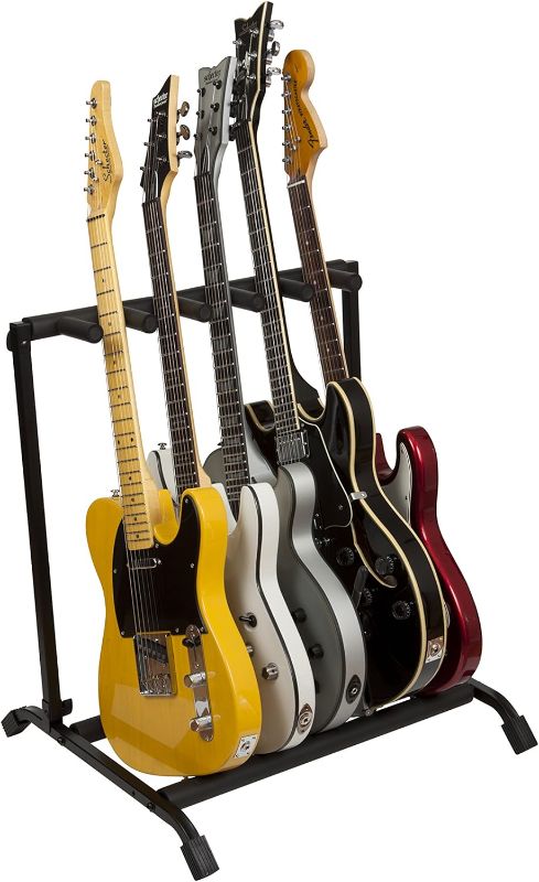 Photo 1 of Rok-It Multi Guitar Stand Rack with Folding Design; Holds up to 5 Electric or Acoustic Guitars (RI-GTR-RACK5)
