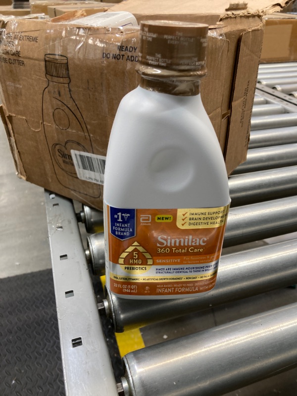 Photo 2 of  **  DUE DATE 1 JUNE 2024** Similac 360 Total Care Sensitive Infant Formula, with 5 HMO Prebiotics, for Fussiness & Gas Due to Lactose Sensitivity, Non-GMO, Baby Formula, Ready-to-Feed 32-fl-oz Bottle (Pack of 6) Orange 32.00 Fl Oz (Pack of 1)