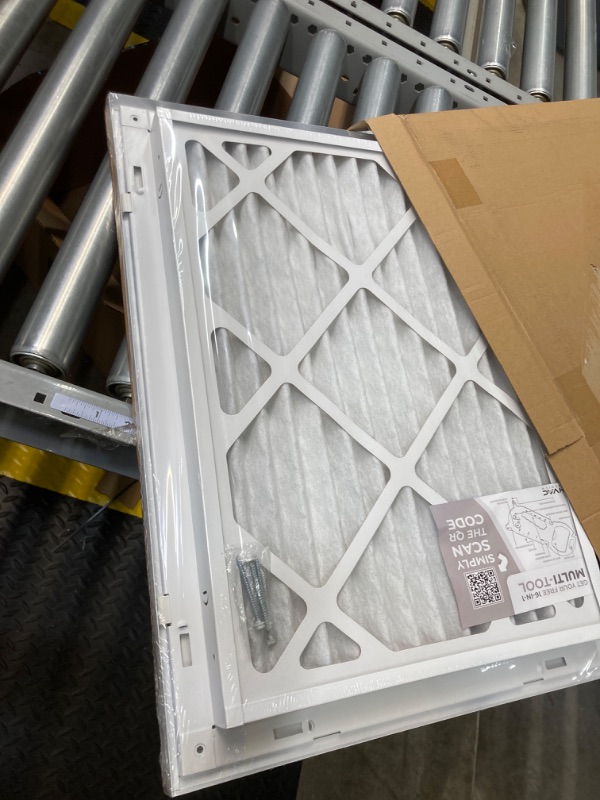 Photo 2 of 20" X 14" Return Air Filter Grille - Filter Included - Easy Plastic Tabs for Removable Face/Door - HVAC Vent Duct Cover - White [Outer Dimensions: 22 5/8"w X 16 5/8"h] 20 X 14