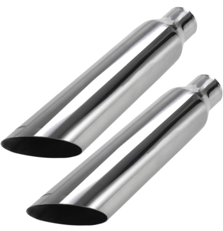 Photo 1 of ypower 2 pcs universal stainless steel exhaust tip 2.25 inlet 3.5 oulet 18 long car truck weld 