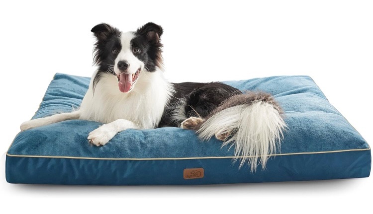 Photo 1 of Bedsure Waterproof Dog Beds for Extra Large Dogs - 4 inch Thick Up to 100lbs XL Dog Bed with Removable Washable Cover, Pet Bed Mat Pillows, Navy
