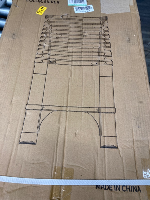 Photo 1 of Soctone Telescoping Ladder, 12.5 FT Aluminum Button Retraction Extension Ladder with 2 Triangle Stabilizers, Multi-Purpose Ladder with Slow Down Design, 330lbs Max Capacity for House Daily Life 12.5FT ( A Button )