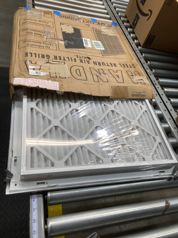 Photo 2 of 20"W x 20"H [Duct Opening Measurements] Steel Return Air Filter Grille [Removable Door] for 1-inch Filters | Vent Cover Grill, White | Outer Dimensions: 22 5/8"W X 22 5/8"H for 20x20 Duct Opening Duct Opening style: 20 Inchx20 Inch