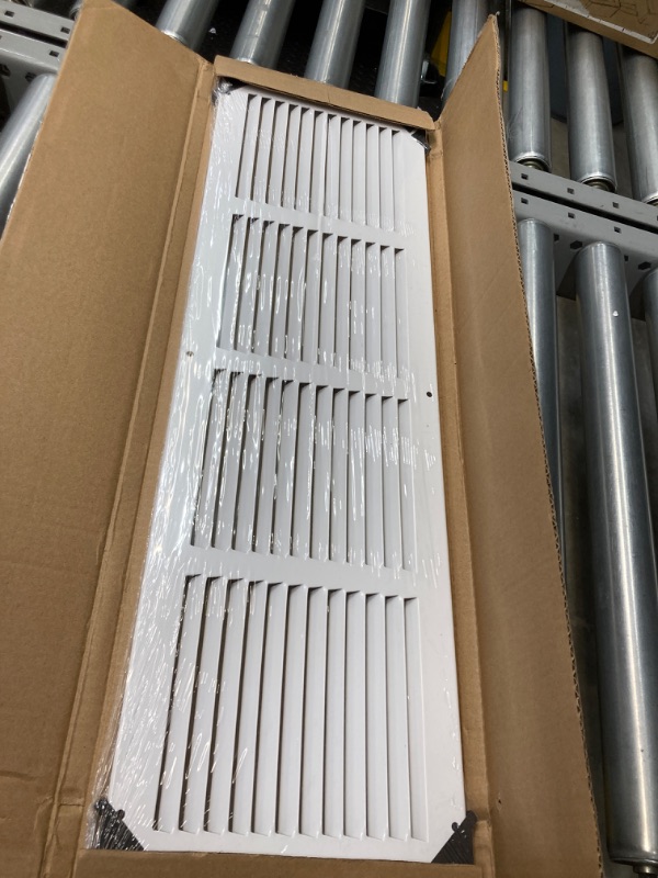 Photo 3 of 24"W x 6"H [Duct Opening Measurements] Steel Return Air Grille | Vent Cover Grill for Sidewall and Ceiling, White | Outer Dimensions: 25.75"W X 7.75"H for 24x6 Duct Opening Duct Opening Size: 24"x6"