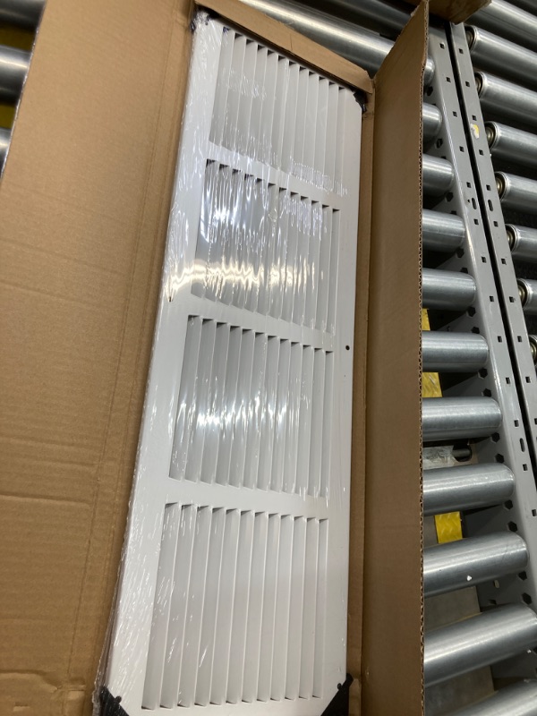 Photo 2 of 24"W x 6"H [Duct Opening Measurements] Steel Return Air Grille | Vent Cover Grill for Sidewall and Ceiling, White | Outer Dimensions: 25.75"W X 7.75"H for 24x6 Duct Opening Duct Opening Size: 24"x6"