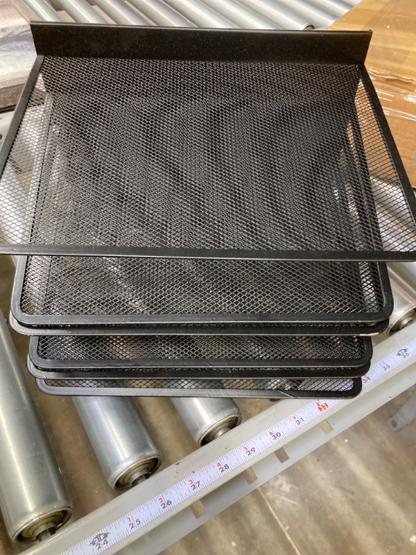 Photo 2 of 1InTheOffice Metal Mesh File Organizer, Black Wire Mesh 5 Section Incline Sorter, Black Finish