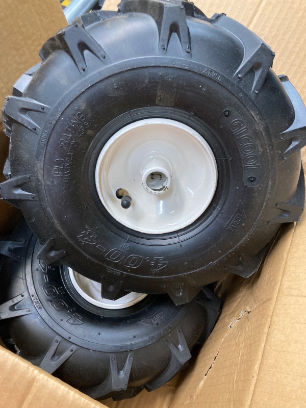 Photo 3 of GICOOL 11x4.00-4" Tiller Tire and Wheel, 3/4" Axle Size, 3-1/8" Centered Hub, Compatible with Craftsman & Troy-Bilt Tiller Replacement