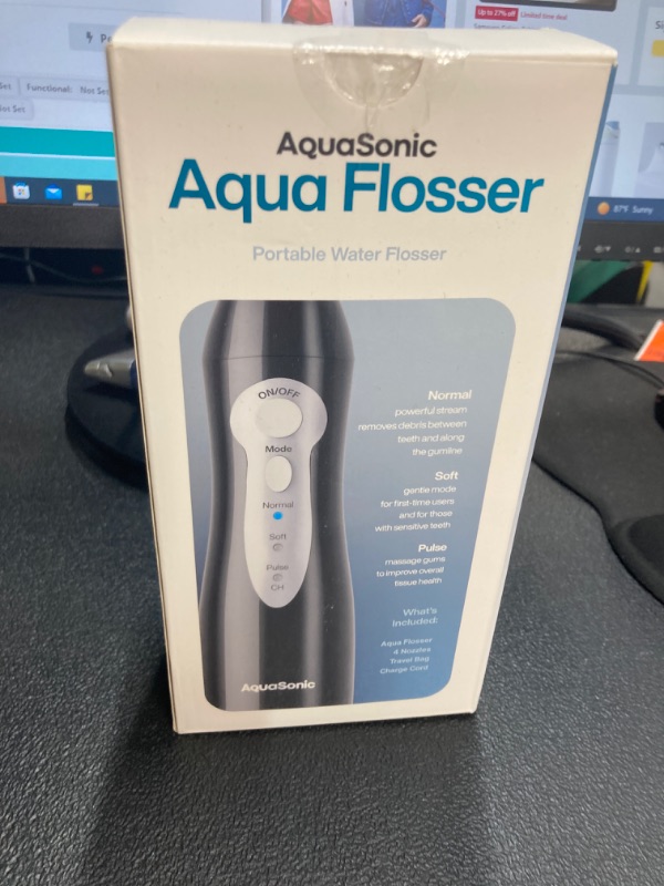 Photo 2 of Aquasonic Aqua Flosser - Professional Rechargeable Water Flosser with 4 Tips - Oral Irrigator w/ 3 Modes - Portable & Cordless Flosser - Kids and Braces - Dentist Recommended Black