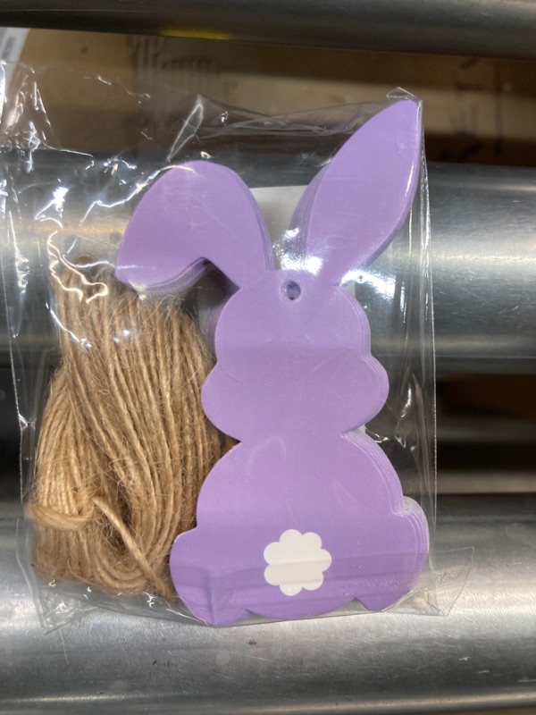 Photo 2 of  *** 4 PACKS OF 50Pcs*** Easter Bunny Tags Happy Easter Paper Hanging Tag with Strings Decorations Blue Rabbit Shape Hanging Labels for Spring Home DIY Gift Holiday Party Favor Decor