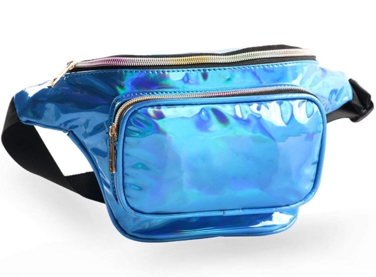 Photo 1 of Holographic Fanny Pack for Women Men, Water Resistant Crossbody Waist Bag Pack with Multi-Pockets Adjustable Belts