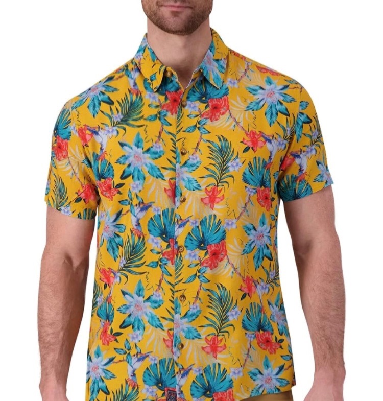 Photo 1 of Men's Hawaiian Shirts Short Sleeve - Trendy & Fashionable Tropical Floral Printed Viscose Hawaiian Soft & Breathable