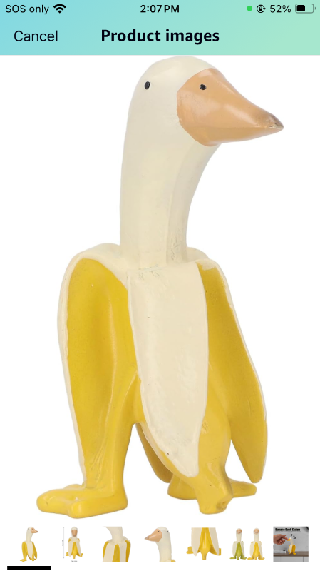 Photo 1 of Banana Duck Statue Ornament, Art Banana Duck Sculpture Funny Creative Figurine, Peeled Banana Duck Statue for Home Cute Funny Resin Garden Patio Yard Office Decoration(Banana Yellow Duck)