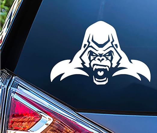 Photo 1 of Angry Gorilla Attacking Monkey Cool Vinyl Sticker Decal Premium Quality White for Car Bumper Truck Van SUV Window Wall Boat Cup Tumblers Laptop or Any Smooth Surface Size 6x4