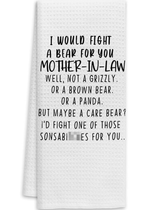 Photo 1 of  Would Fight A Bear for You Mother-in-Law Kitchen Dish Towels Dishcloths,Best Stepmother Gifts Tea Towels Hand Towels for Bathroom Kitchen,Birthday for Stepmother from Son Daughter