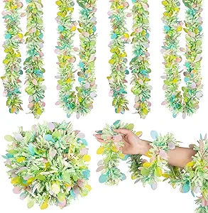 Photo 1 of 4  PCS Easter Tinsel Garland, Green & White Easter Garland for Mantle, 9.8FT Spring Garland Metallic Twist Tinsel Garland Confetti Spring Hanging Decor for Tree,Mantle, Party Supplies